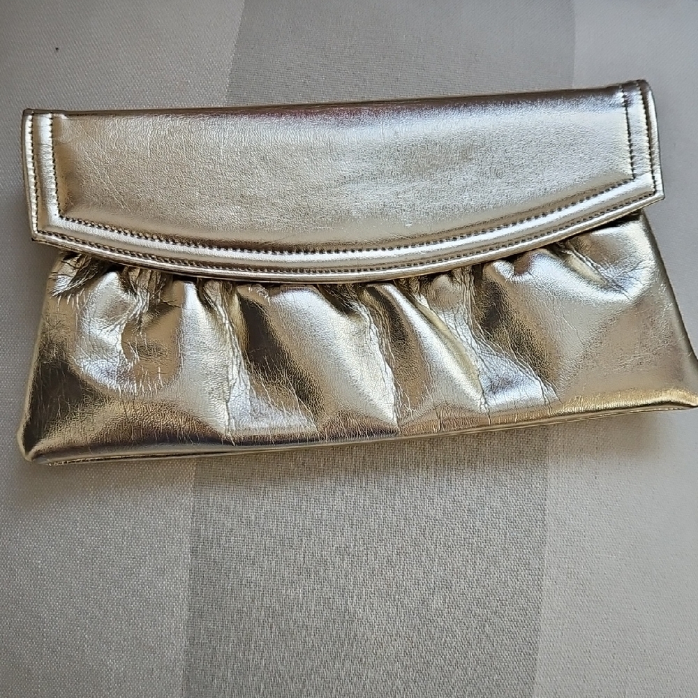 Metallic Leather Gold Clutch